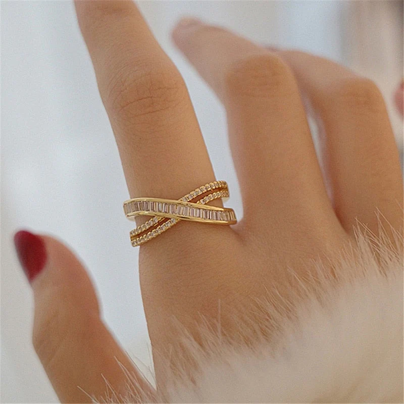 New Exquisite Cross Opening Ring Fashion Temperament Simple Ring Elegant Ladies Jewelry - Image 6