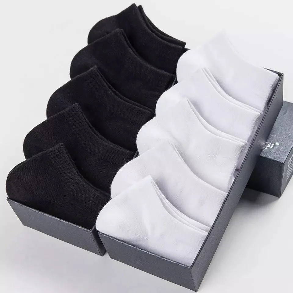 5 Pairs/Lot Low Cut Men Socks Solid Color Black White Gray Breathable Cotton Sports Socks Male Short Socks Women Men - Image 4