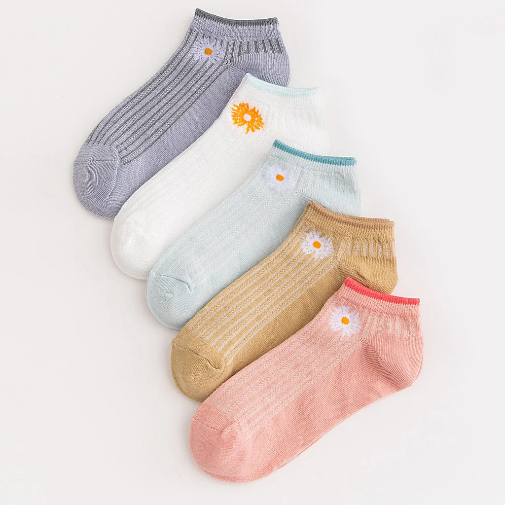 5 Pairs Socks Sets Women Elegant Retro Polyester Cotton Low Tube Women Socks Breathable Japanese Style Casual Cotton Short Sock - Image 3