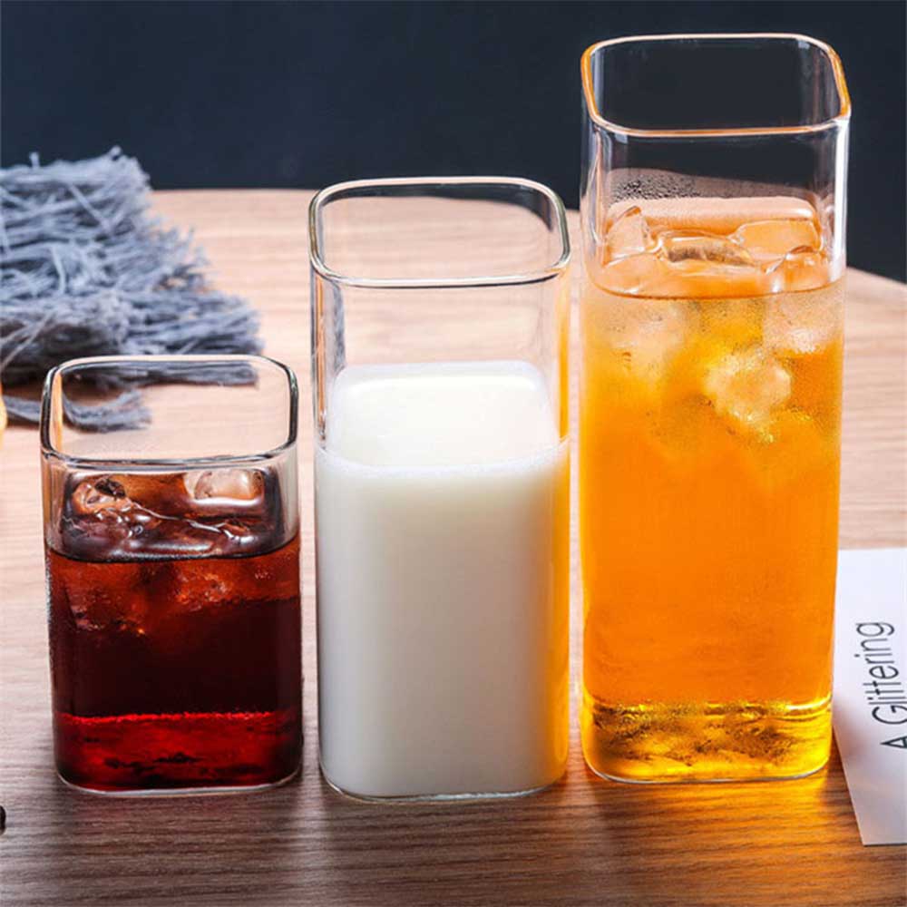 Square Simple Glass Cup Transparent Cold Drink Large-capacity Milk Juice Tea Drink Water Mousse Cups Wine Glass Beer Coffee Mug - Image 5