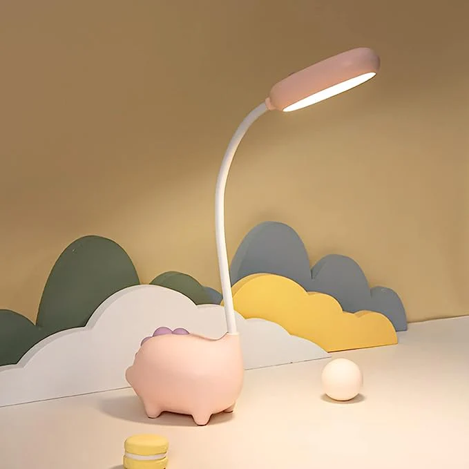 Unique Dinosaur Desk Lamp LED Night Light for Kids Wireless Charging Student Learning Eye Protection Lamp USB Rechargeable Home Bedroom Study Desk Room Decoration Lamp is the Teens Girls Best Gift - Image 3